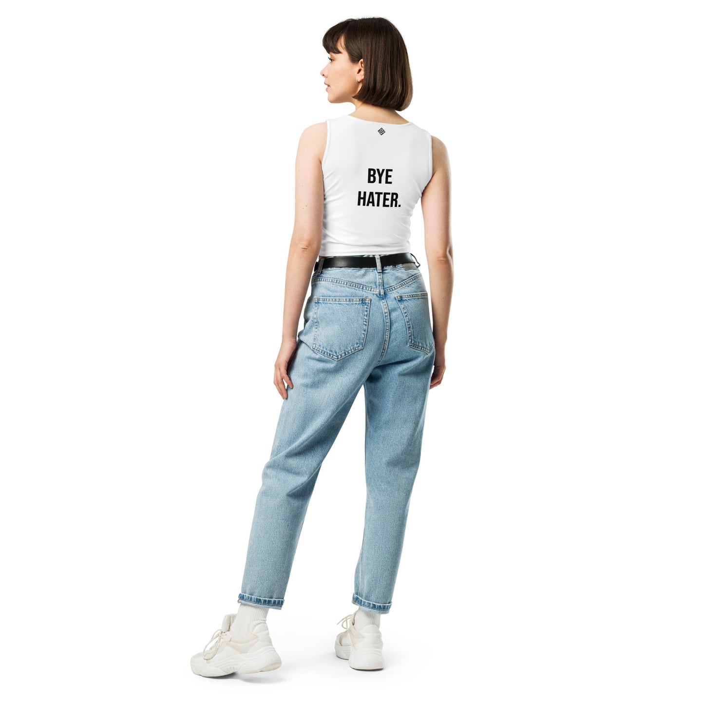 HI & BYE HATER Women White Crop Top.