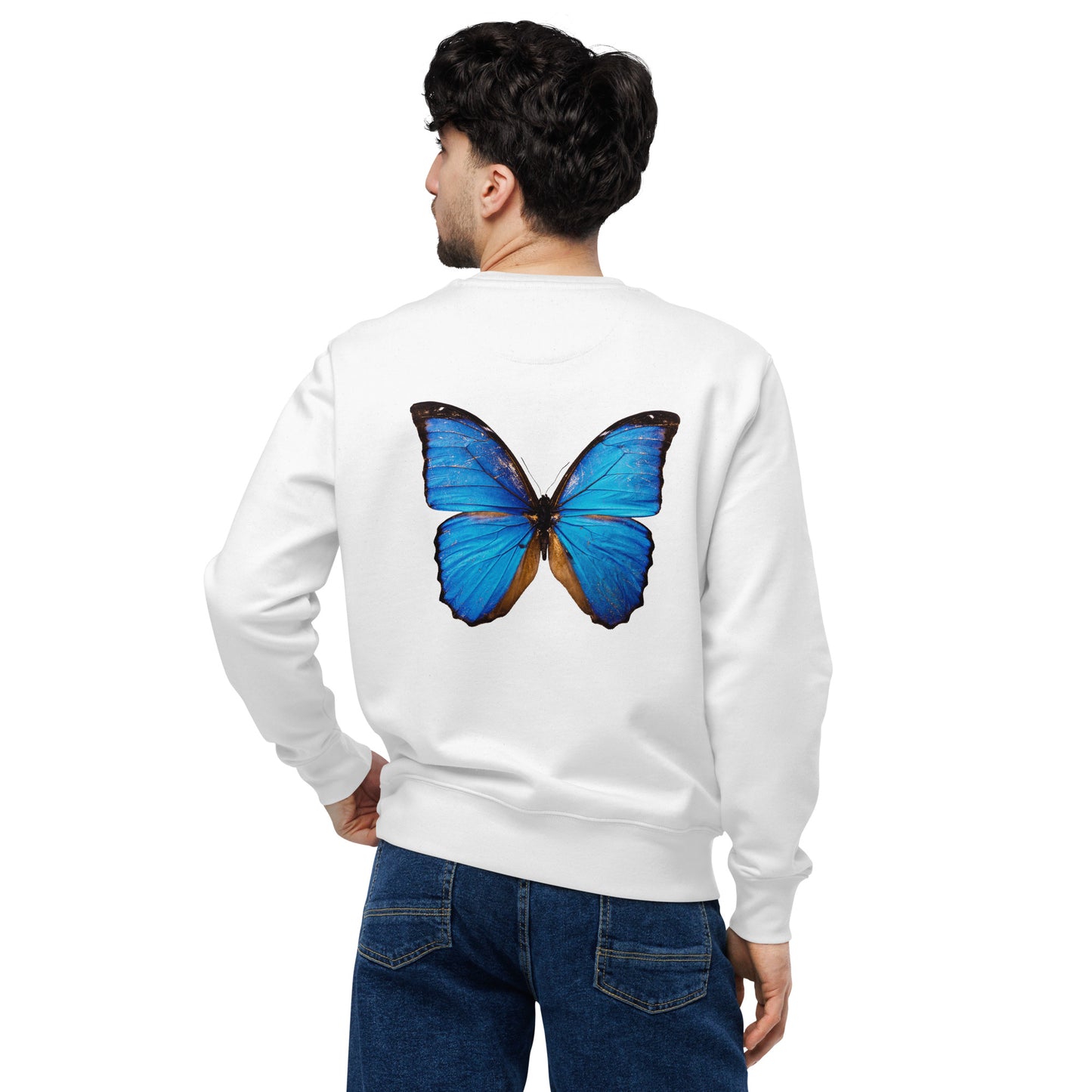 Sweat-shirt unisexe blanc écologique Butterfly