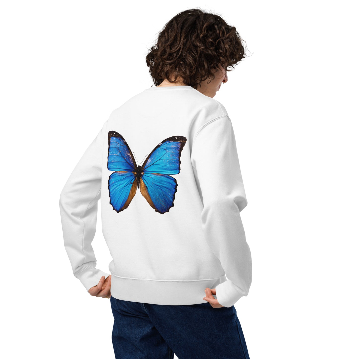 Sweat-shirt unisexe blanc écologique Butterfly